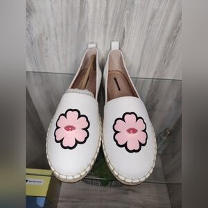 Kate Spade Gavyn Floral Canvas Slip-On Shoes - White and Pink SZ 8